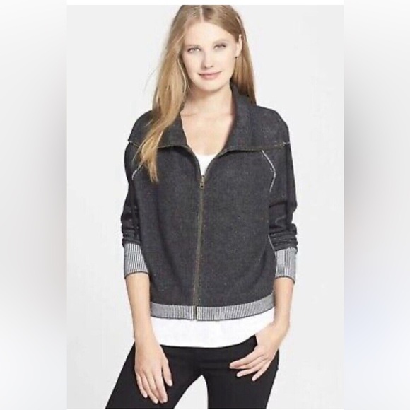 Eileen‎ Fisher Funnel Neck Cotton Knit Full Zip Sweater Jacket Size Small - Picture 1 of 8